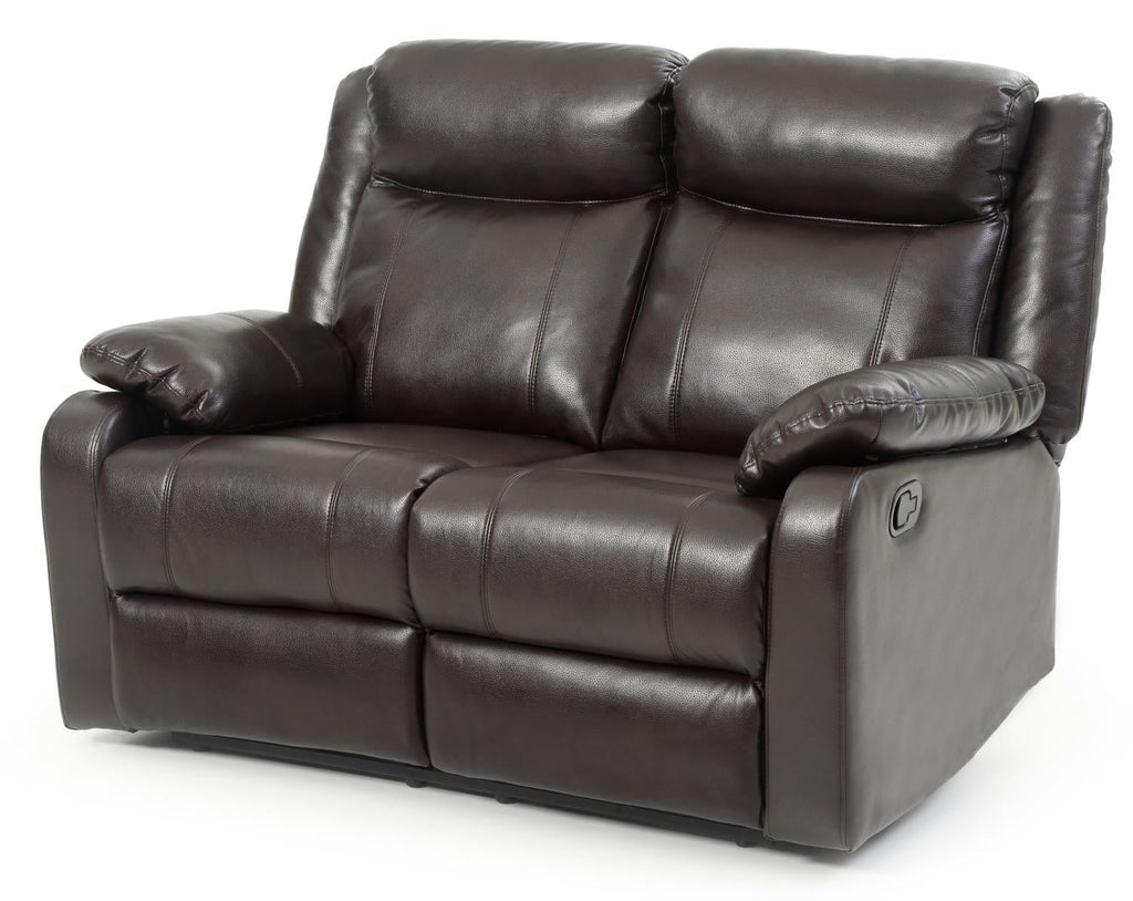 Dark Brown Faux Leather Double Reclining Loveseat W816