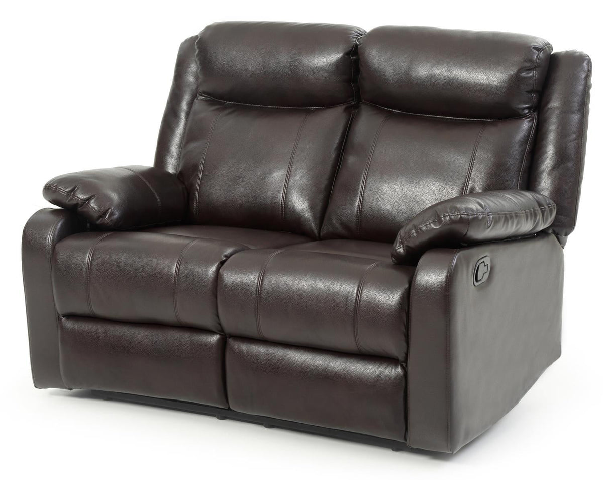 Dark Brown Faux Leather Double Reclining Loveseat W816