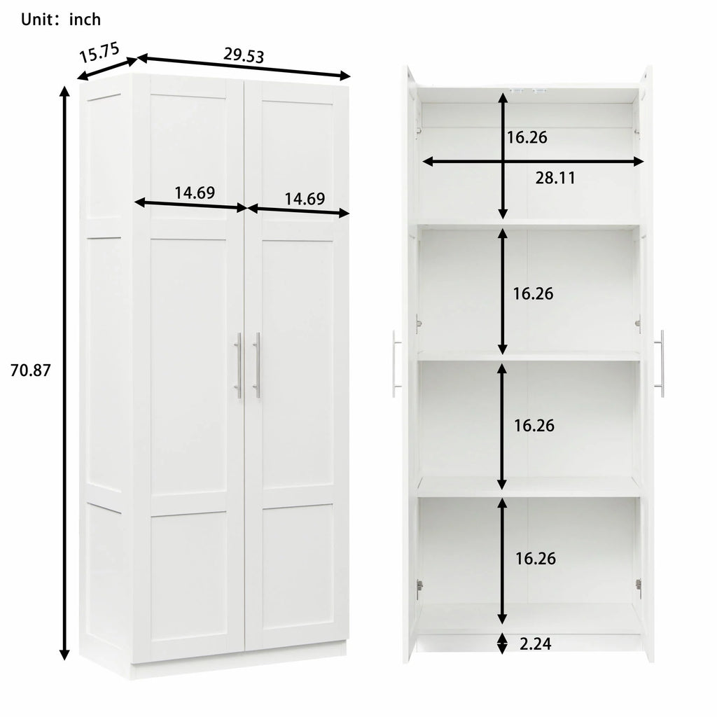 White 31 inches Wood Storage Cabinet with Doors P248