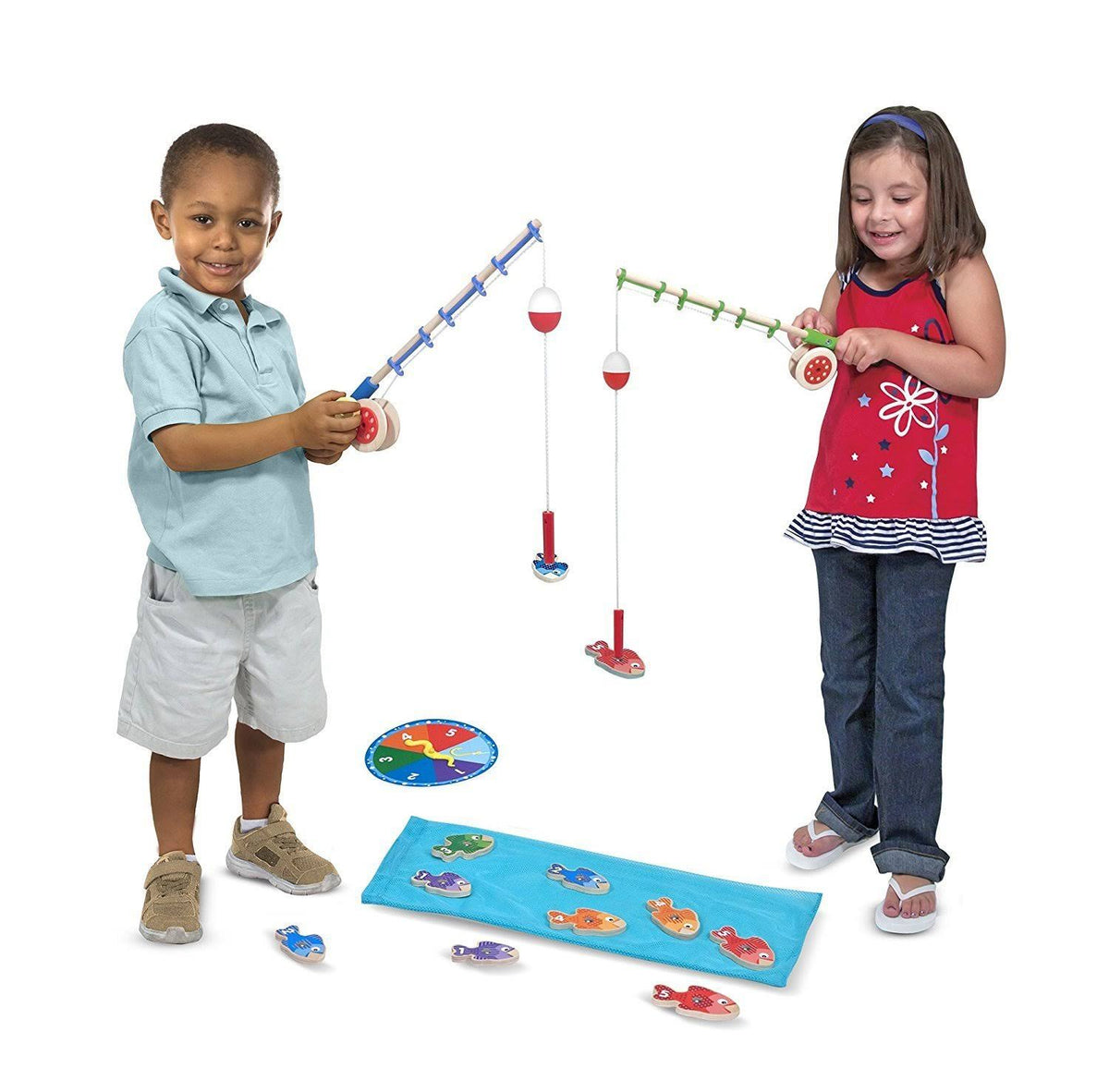 Wooden Fishing Game with 2 Magnetic Rods W749178