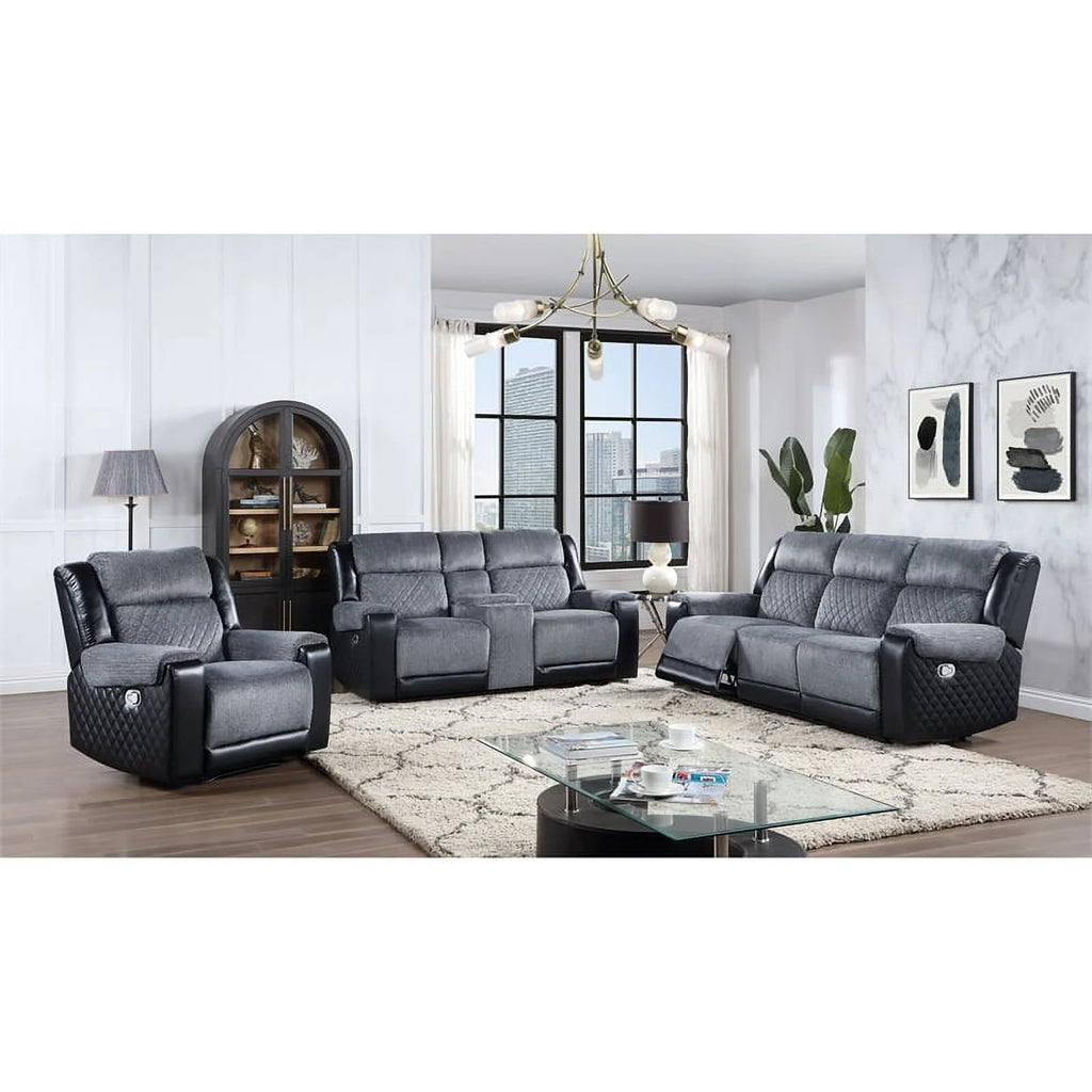 Gray Black Reclining Loveseat L5628