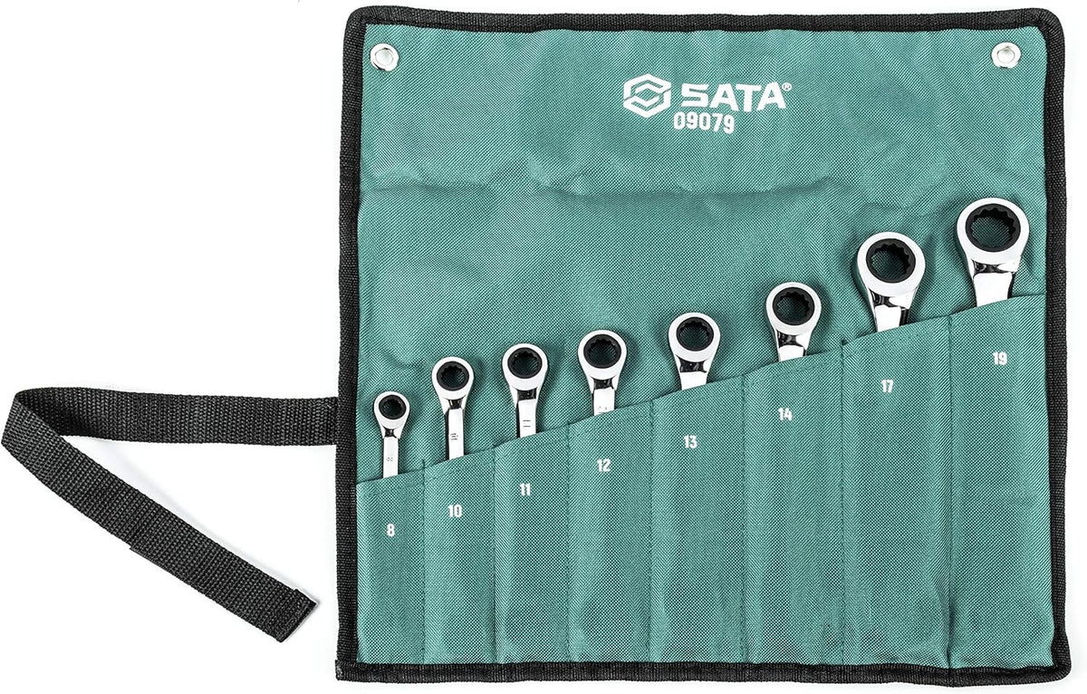 8-Piece Double Ratcheting Wrench Set, 12 Point Metric W921410
