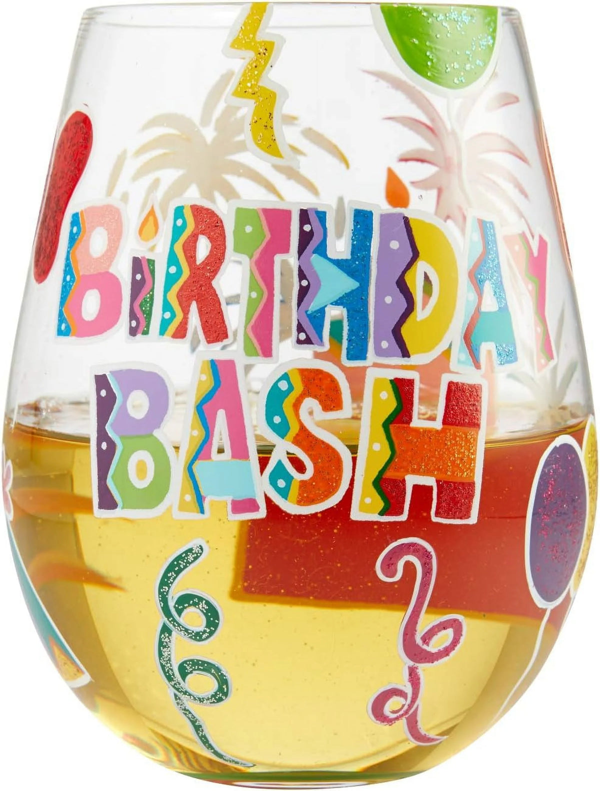 Hand-Painted Stemless Wine Glass 20 Ounce Multicolor R76380