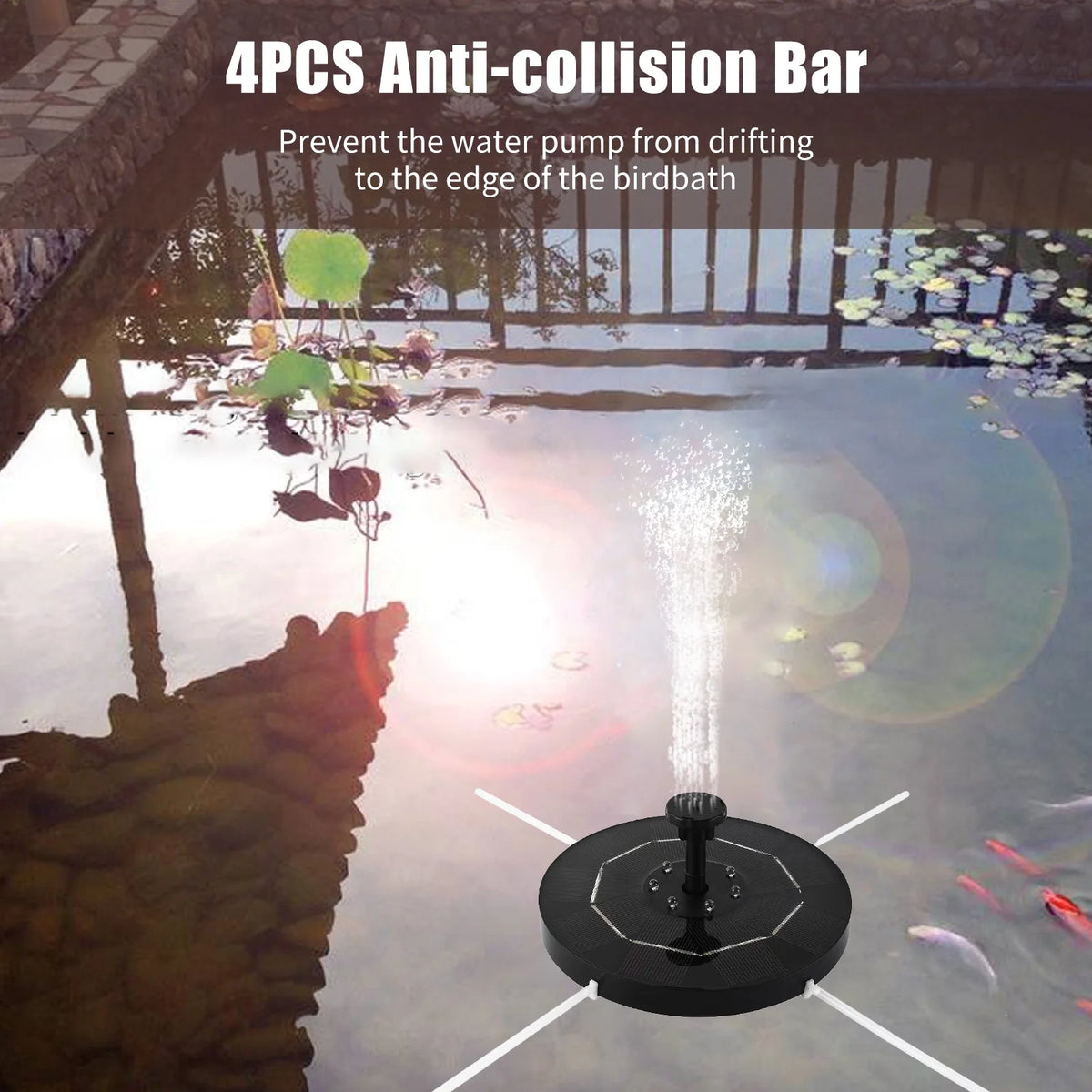 Solar Fountain Pump with 1800mAh Battery 6 Nozzles O740185