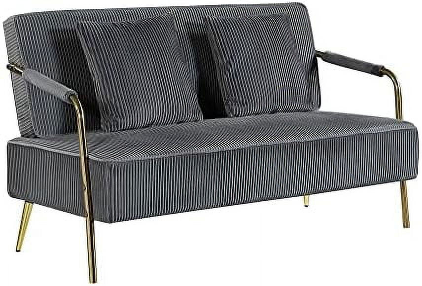 55" Velvet Loveseat Sofa with 2 Throw Pillows N65392