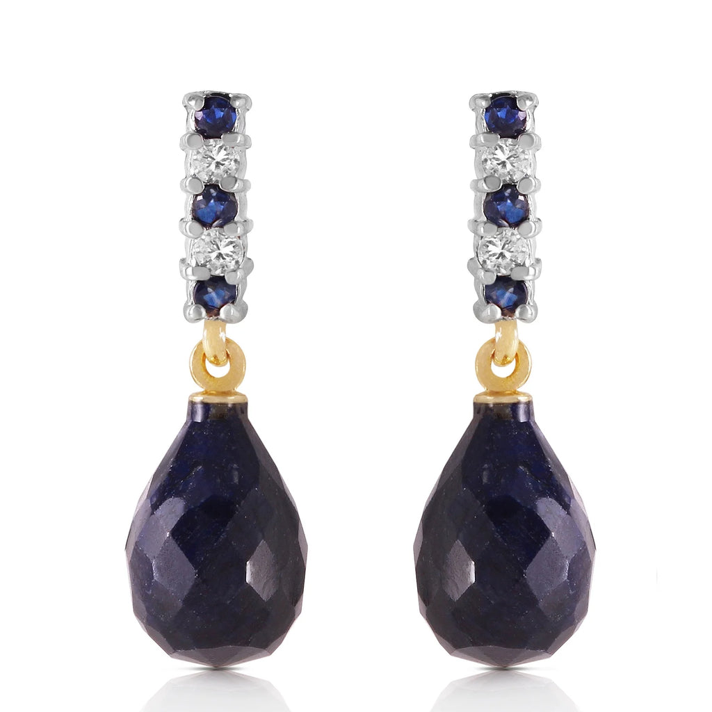 14k Yellow Gold Dangling Earrings with Diamonds and Sapphires P886745