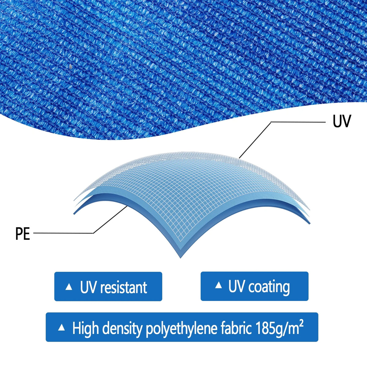 Rectangle Sun Shade Sails 6'x 10' Blue B43420