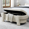 51.5" Oval Linen Fabric Upholstered Storage Bench C27857