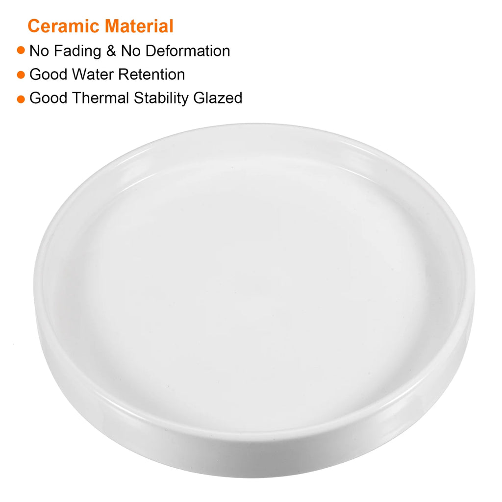Round Ceramic Plant Pot Saucer White 7.87” N843234