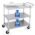 3 Tier Wire Rolling Utility Cart with Wheels and Handle Bar D93878