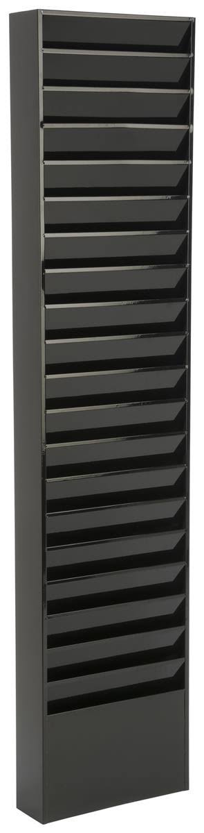 Wall Rack, 20 Pockets, Tiered, Black, Powder Coated Steel Z64515