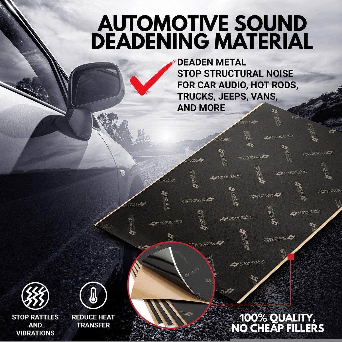 1mm Butyl Rubber Car Sound Deadening Material 10 Sq Ft 5 Sheets M776