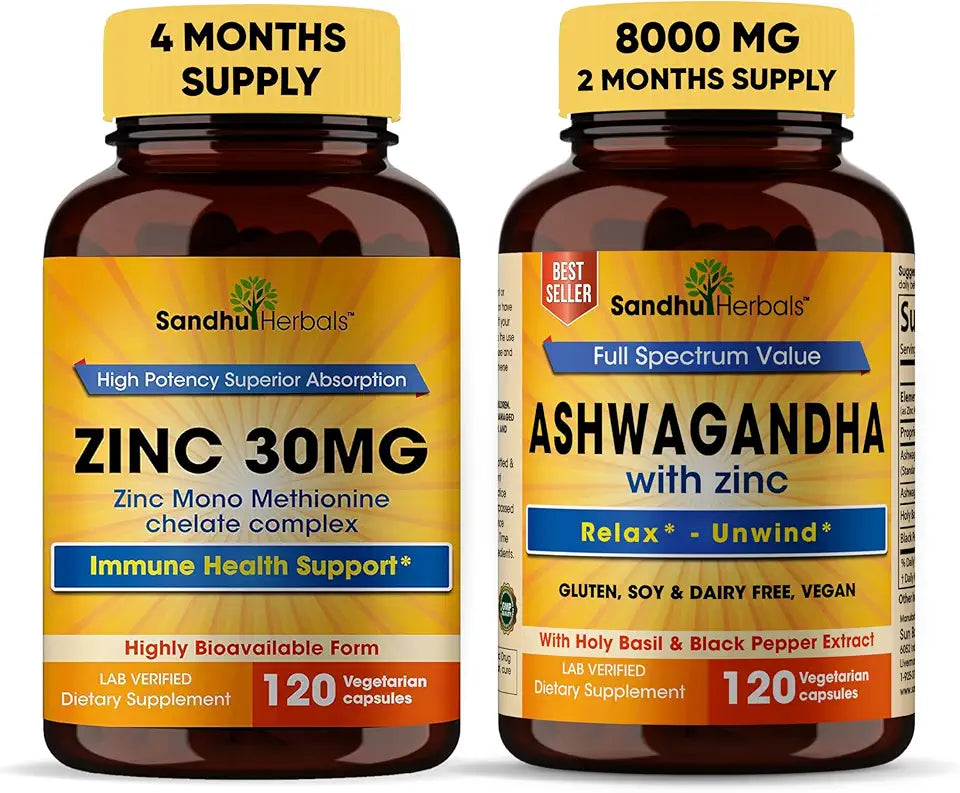 Zinc 30mg and Organic Ashwagandha Capsules R832430