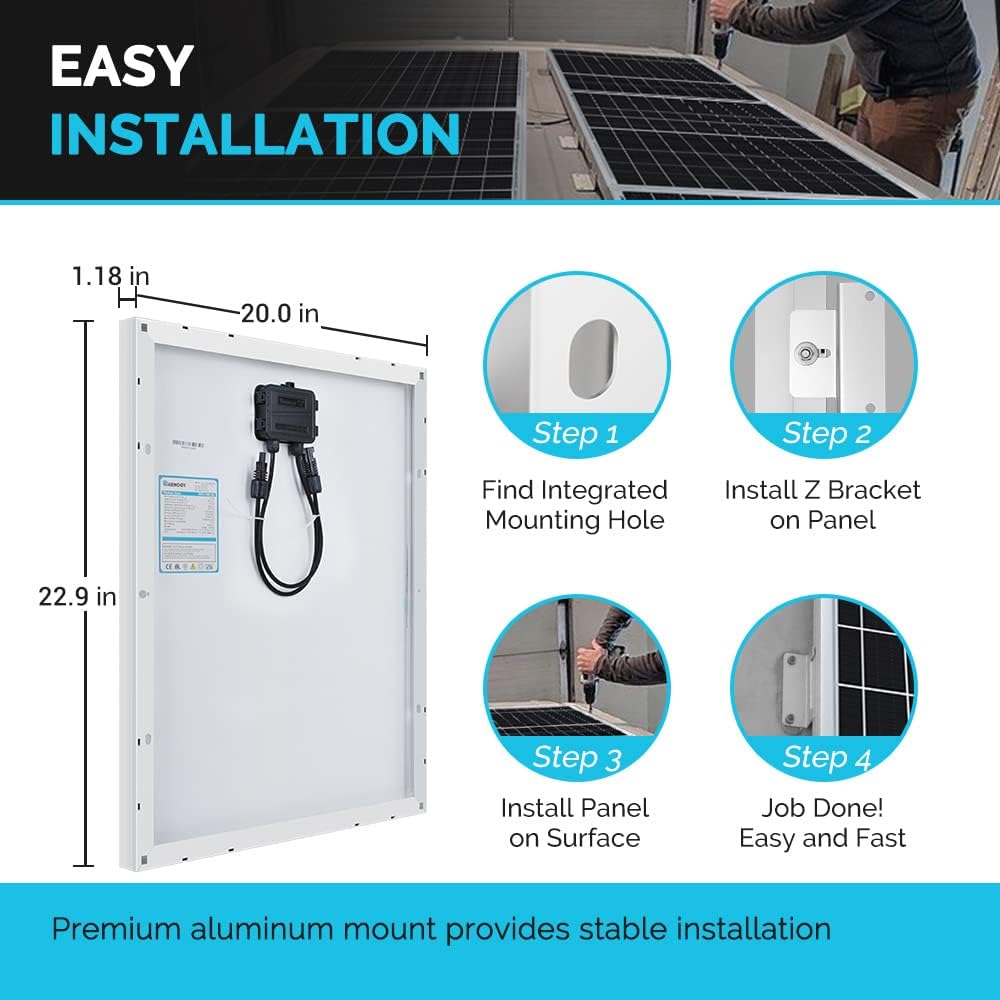 50W Monocrystalline 12V Solar Panel Kit with 10A PWM LCD Charge Controller and USB Ports E456703
