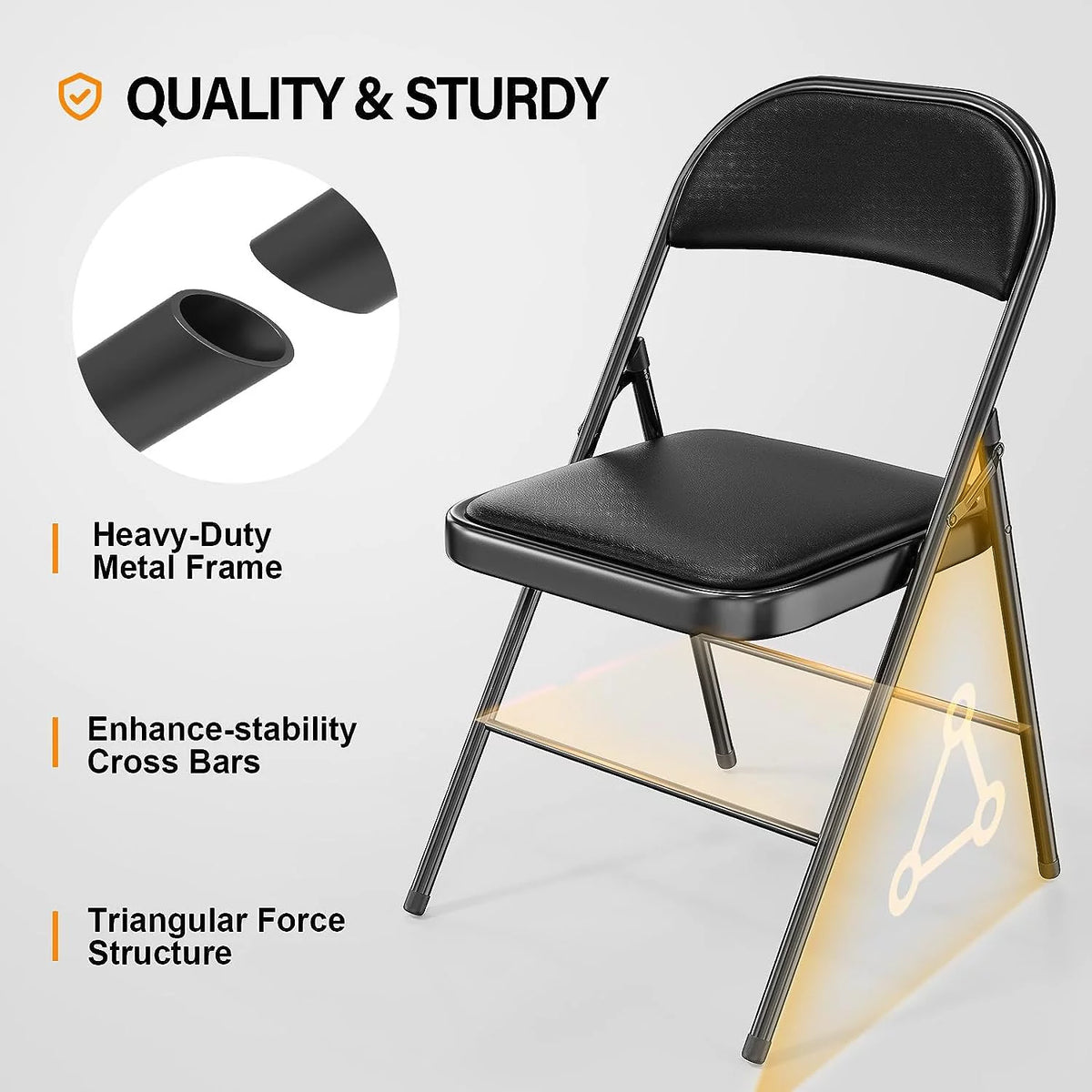 Black Set of 10 Folding Chairs O772