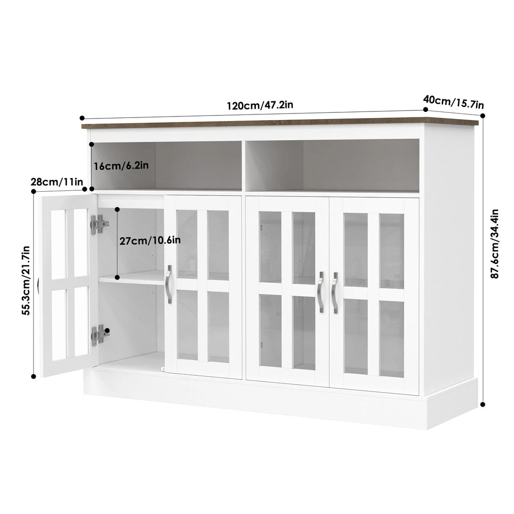White Sideboard with Glass Doors O7433