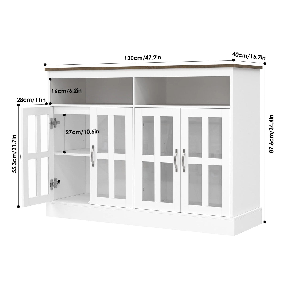 White Sideboard with Glass Doors O7433