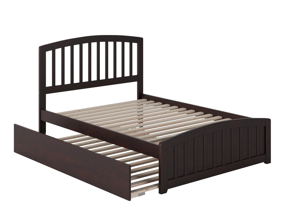Espresso Full Platform Bed with Full Size Trundle Bed H270