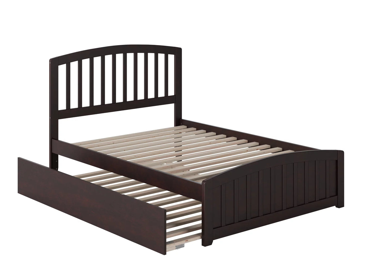 Espresso Full Platform Bed with Full Size Trundle Bed H270