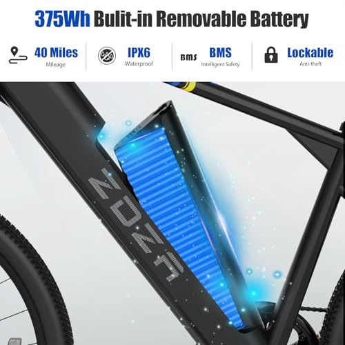 26" Electric Mountain Bike, 1000W Peak Motor, 375Wh Removable Battery, 7 Speed A222632