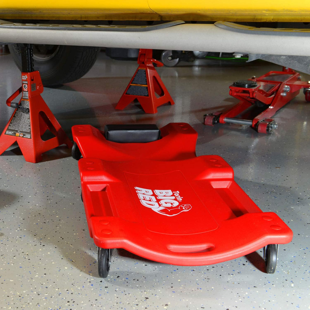 Rolling Garage Creeper with Padded Headrest and 6 Casters Q414924