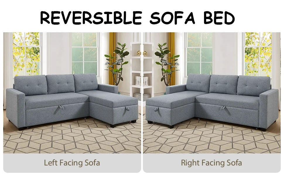 Linen Brown Convertible Sectional Sofa Z680