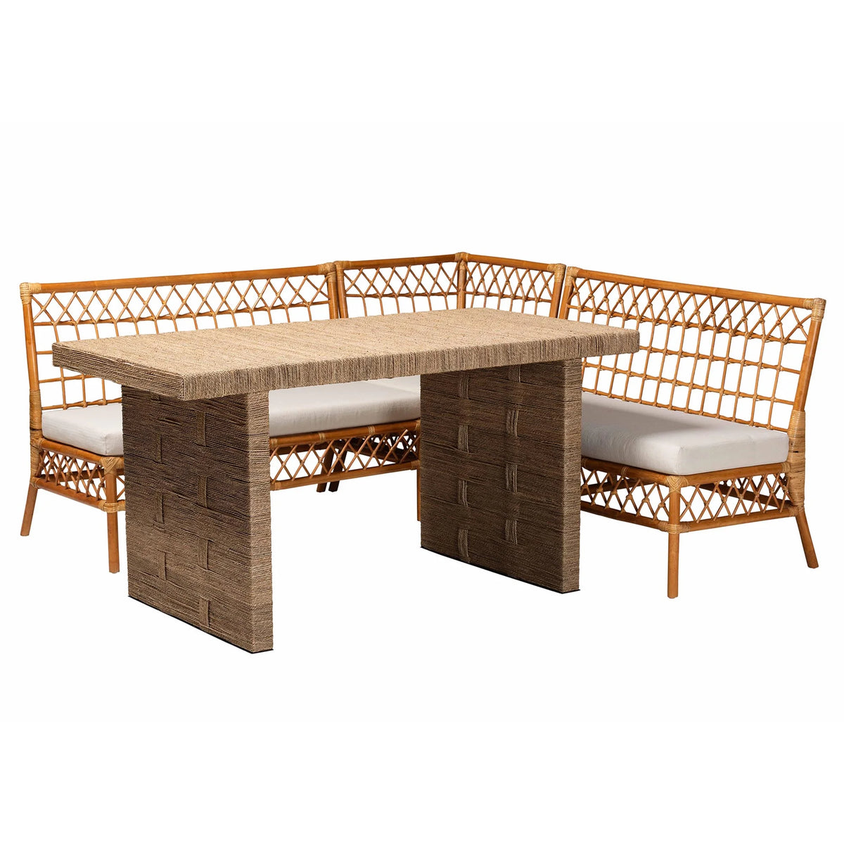 Honey Rattan 4-Piece Dining Nook Set U620781