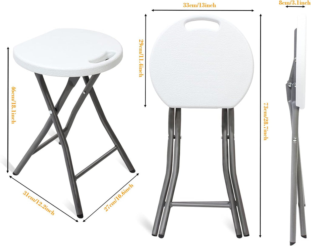 White 18 inch Set of 4 Folding Stool with Handle A1201
