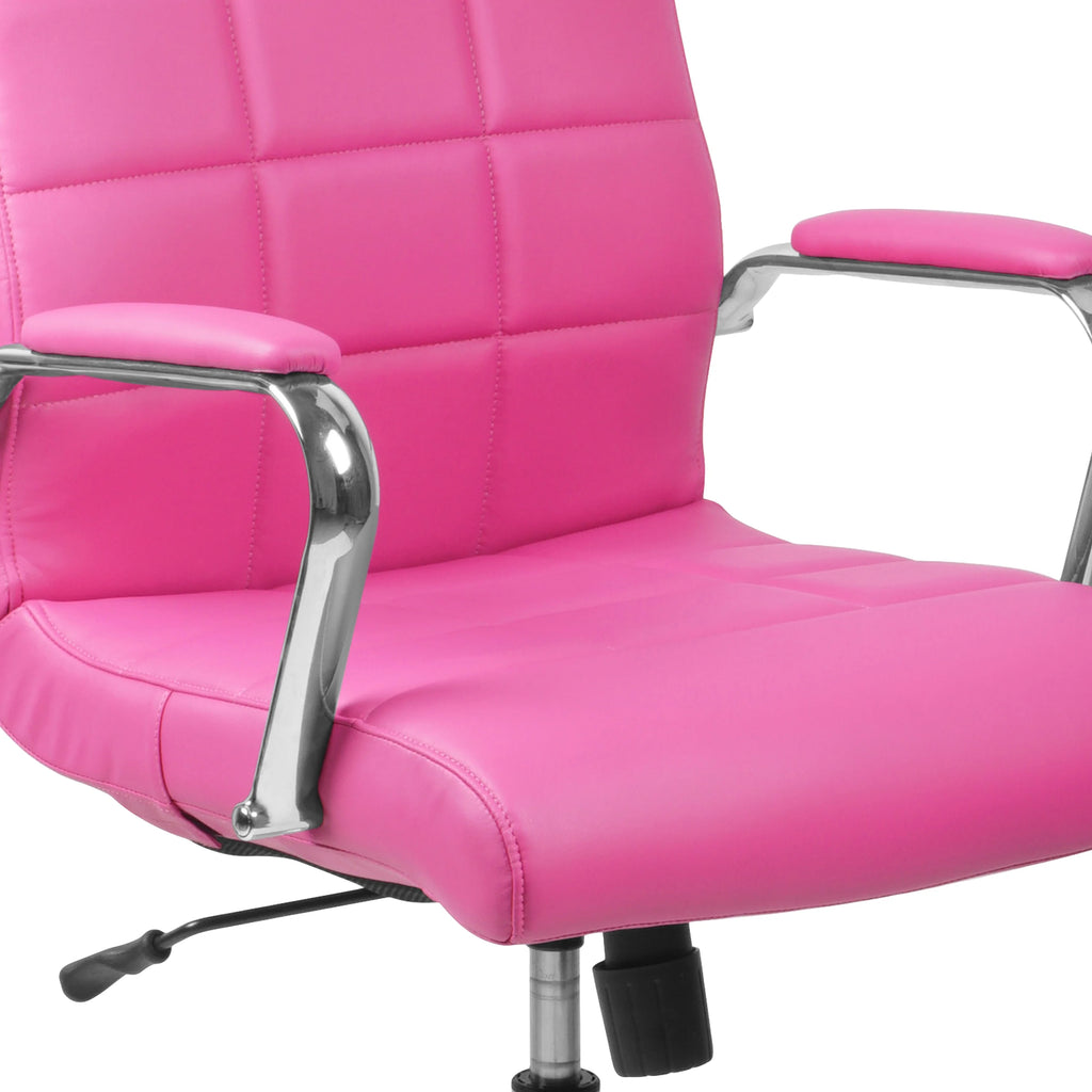 Pink Vinyl Swivel Office Chair with Chrome Base M2939