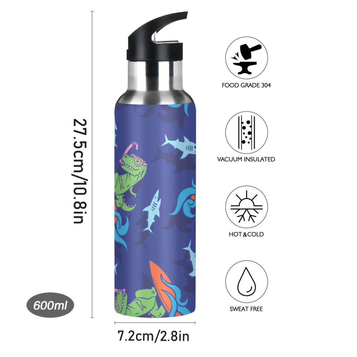 Stainless Steel Insulated Water Bottle with Straw Lid E6448