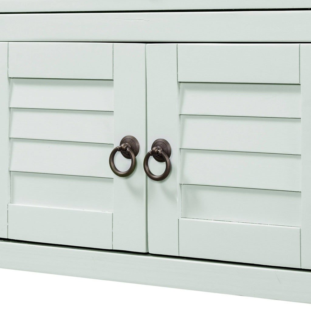 Light Blue Pine Console Table with 7 Drawers, 1 Cabinet, 1 Shelf N32833
