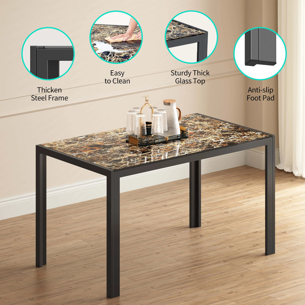 5-Piece Rectangular Kitchen Dining Table Set for 4 Black J72328