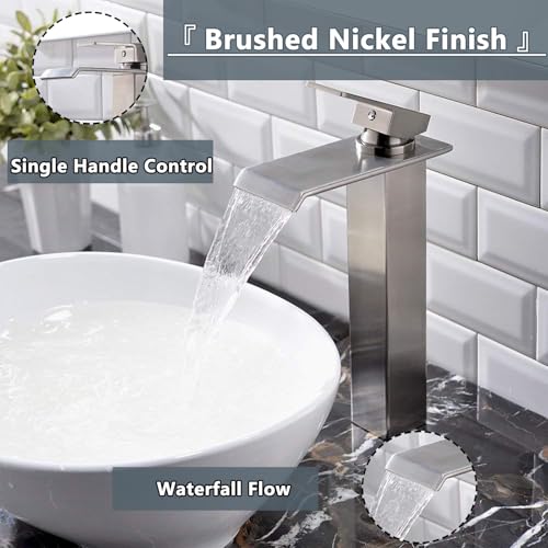 Black Single Handle Stainless Steel Waterfall Vessel Sink Faucet U269
