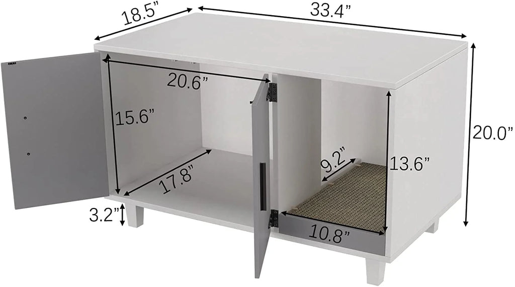 Cat Litter Box Enclosure Table Nightstand with Scratch Pad D792471