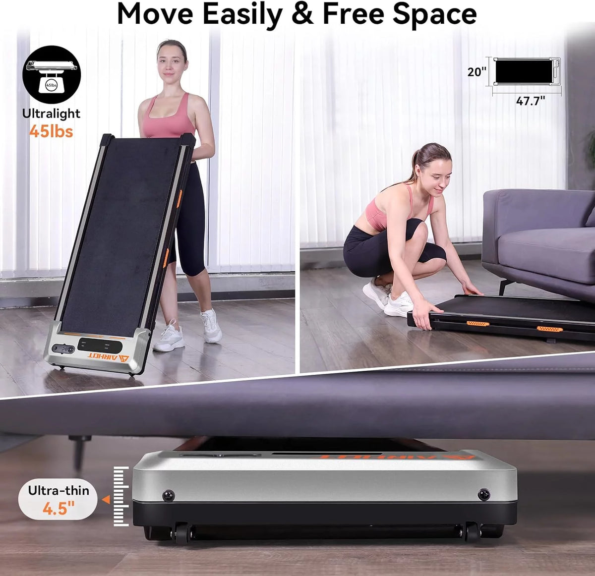 Under Desk Treadmill 2 in 1 Black O223476