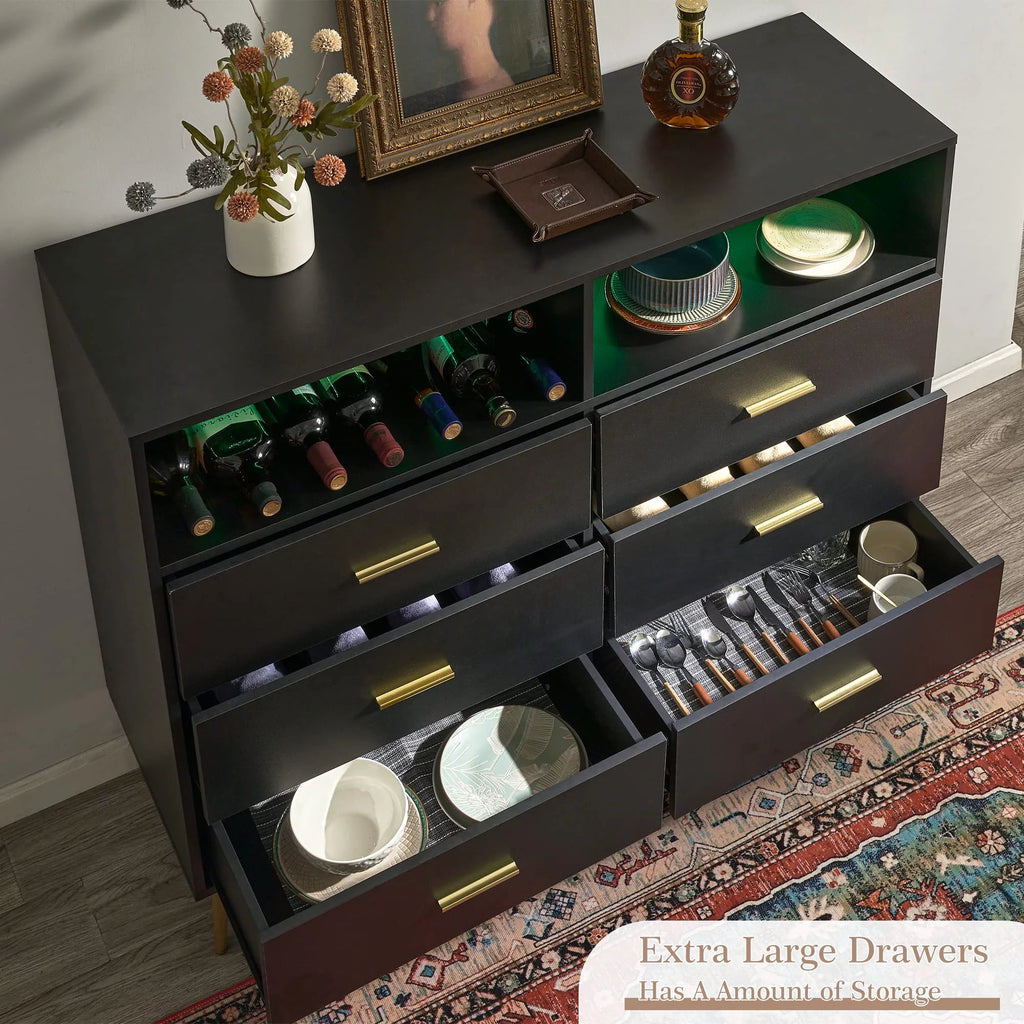 White 6 Drawer Wood Dresser I6732