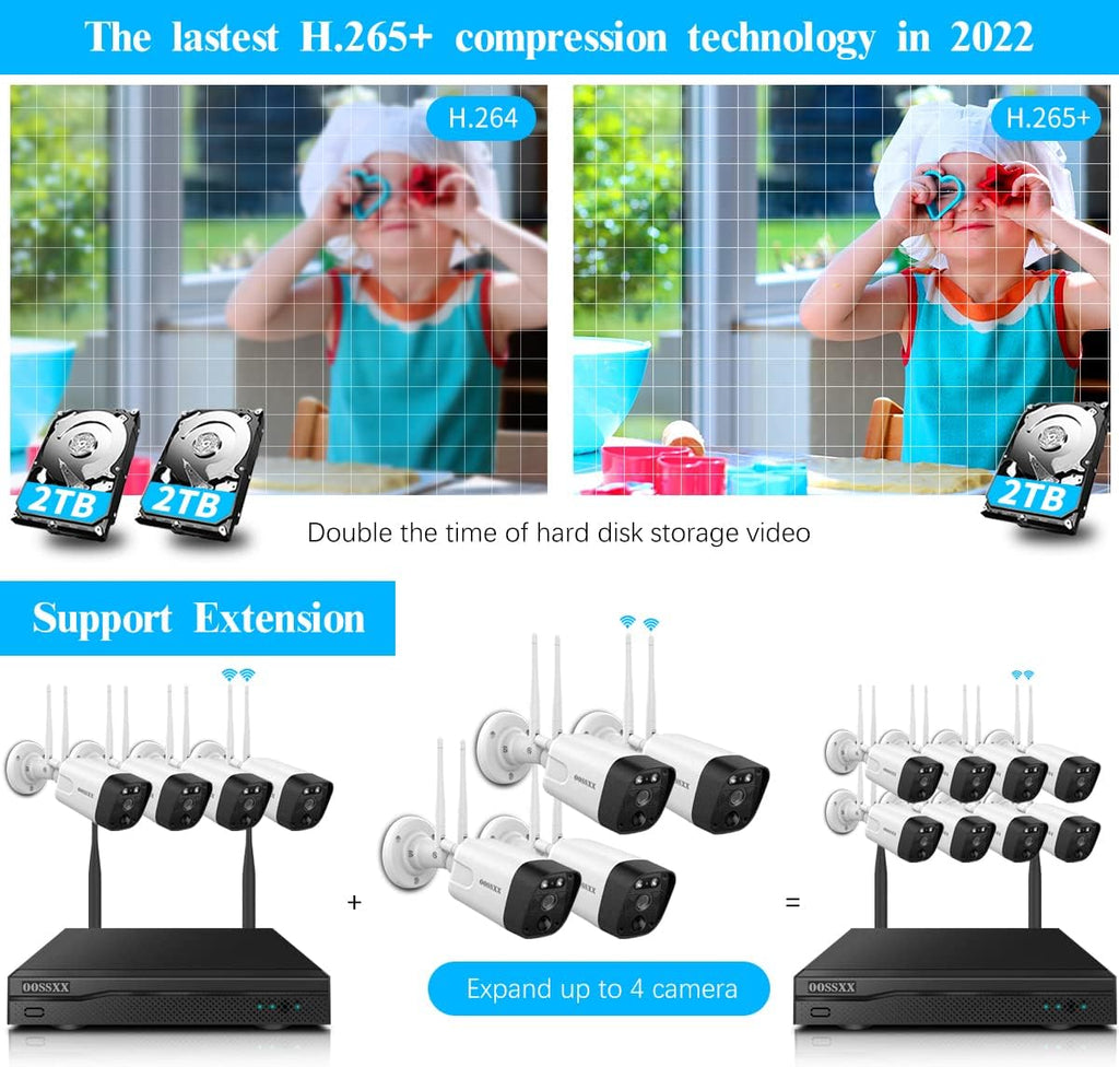 3K 5.0MP Wireless Security Camera System with 2TB Hard Drive E1382