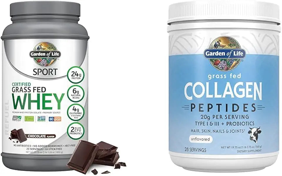 Chocolate Grass Fed Whey Protein & Collagen Peptides Powder 19.75 Ounce L553