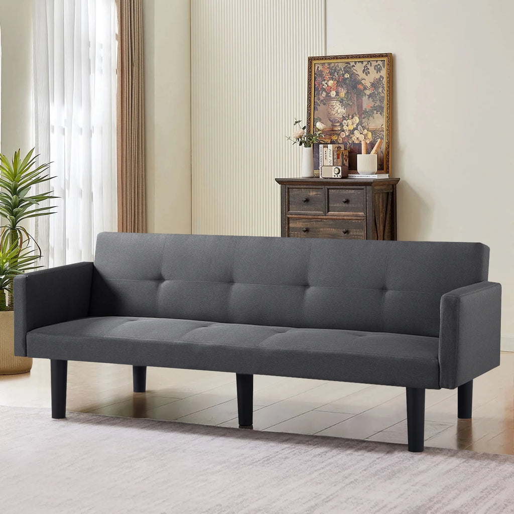 Blue Faux Suede Futon Sofa Bed K93258