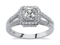 Princess-Cut Cubic Zirconia Engagement Ring in Platinum over Sterling Silver O434