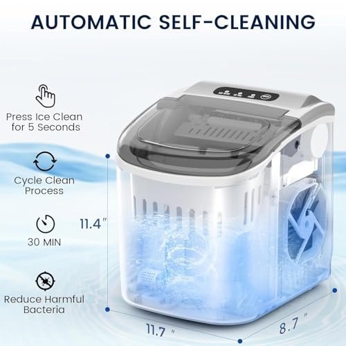 Countertop Portable Ice Maker with Self-Cleaning, 26.5lbs/24Hrs, 9 Bullet Ice Cubes Z924