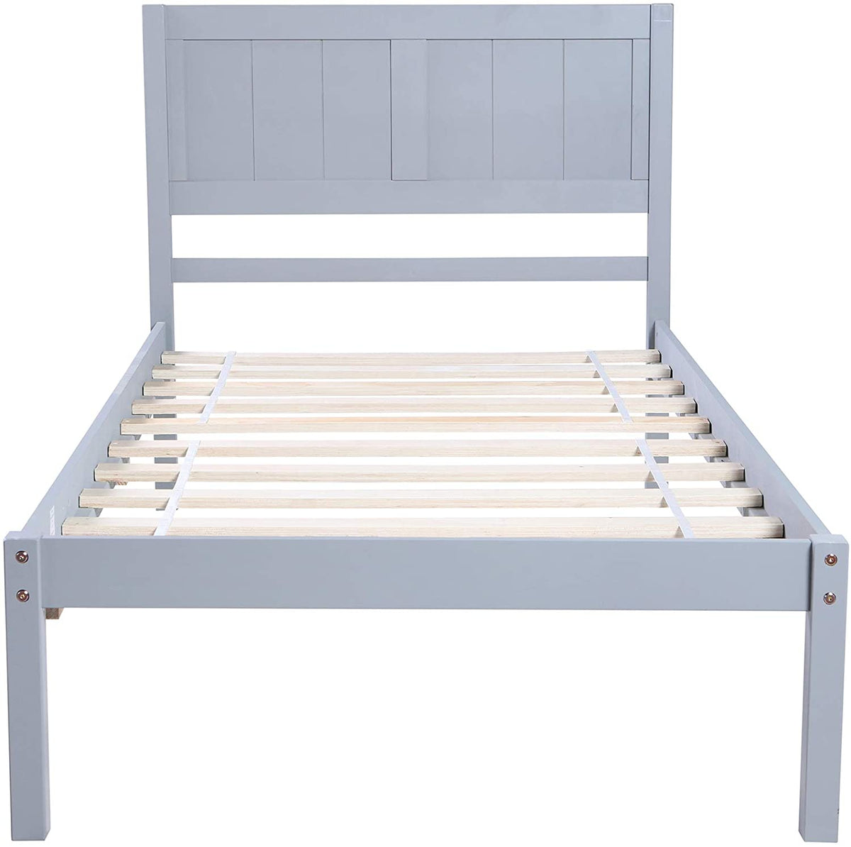 Gray Twin Platform Bed Frame with Headboard G318