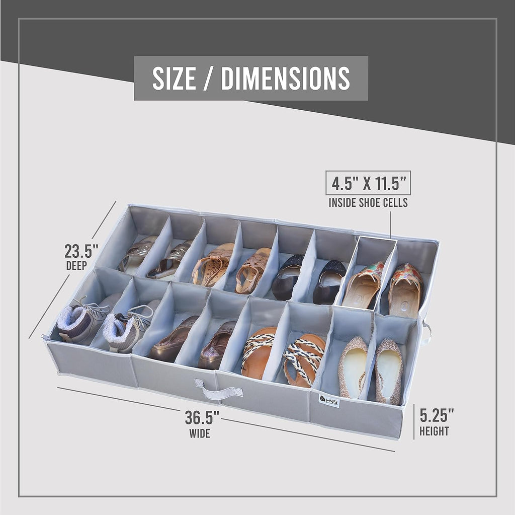 Extra Large Underbed Shoe Storage Organizer, Set of 2 Gray C583