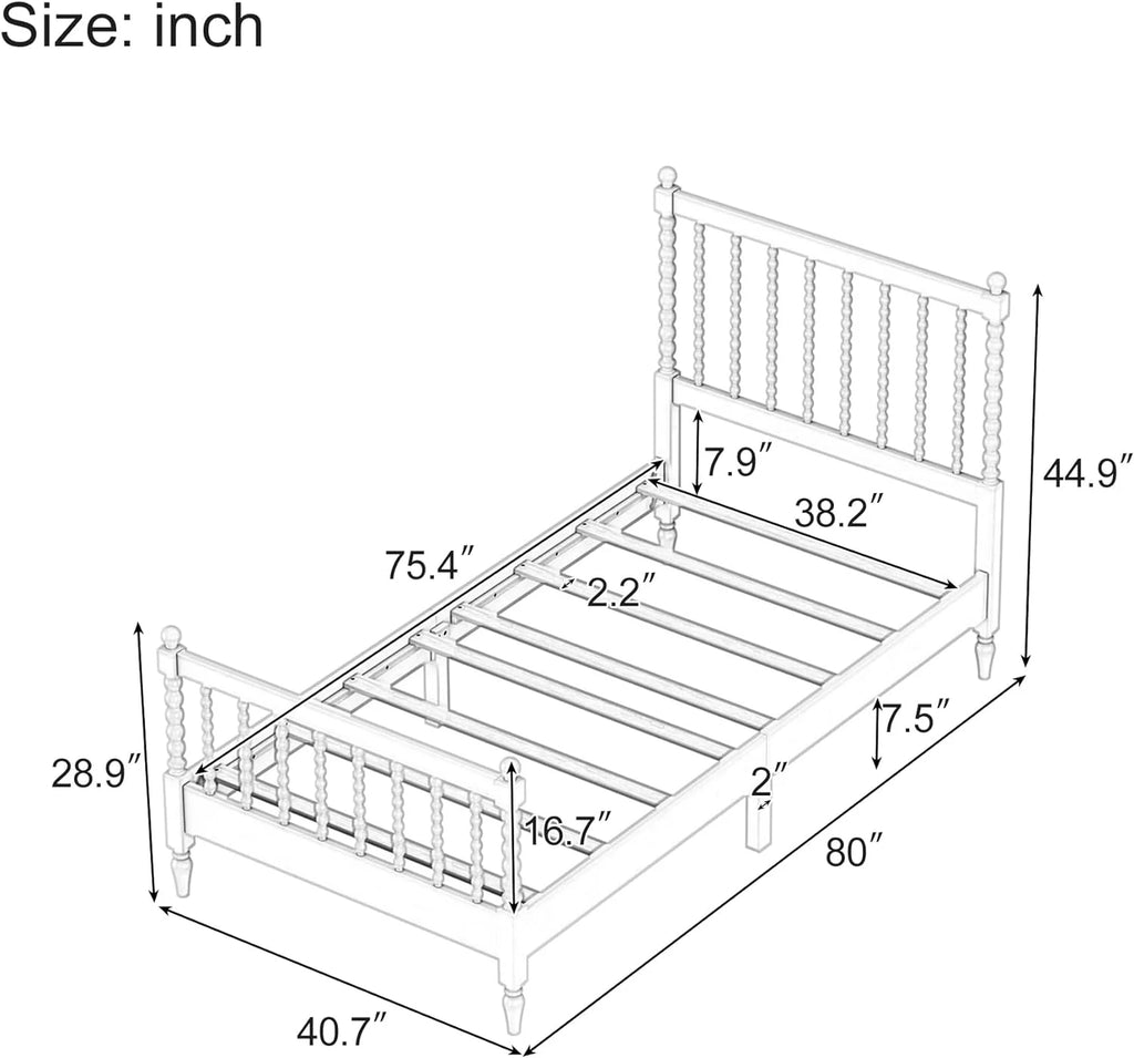 3 Pcs Bedroom Set with 2 Nightstands, Solid Wood Platform Bed B8004