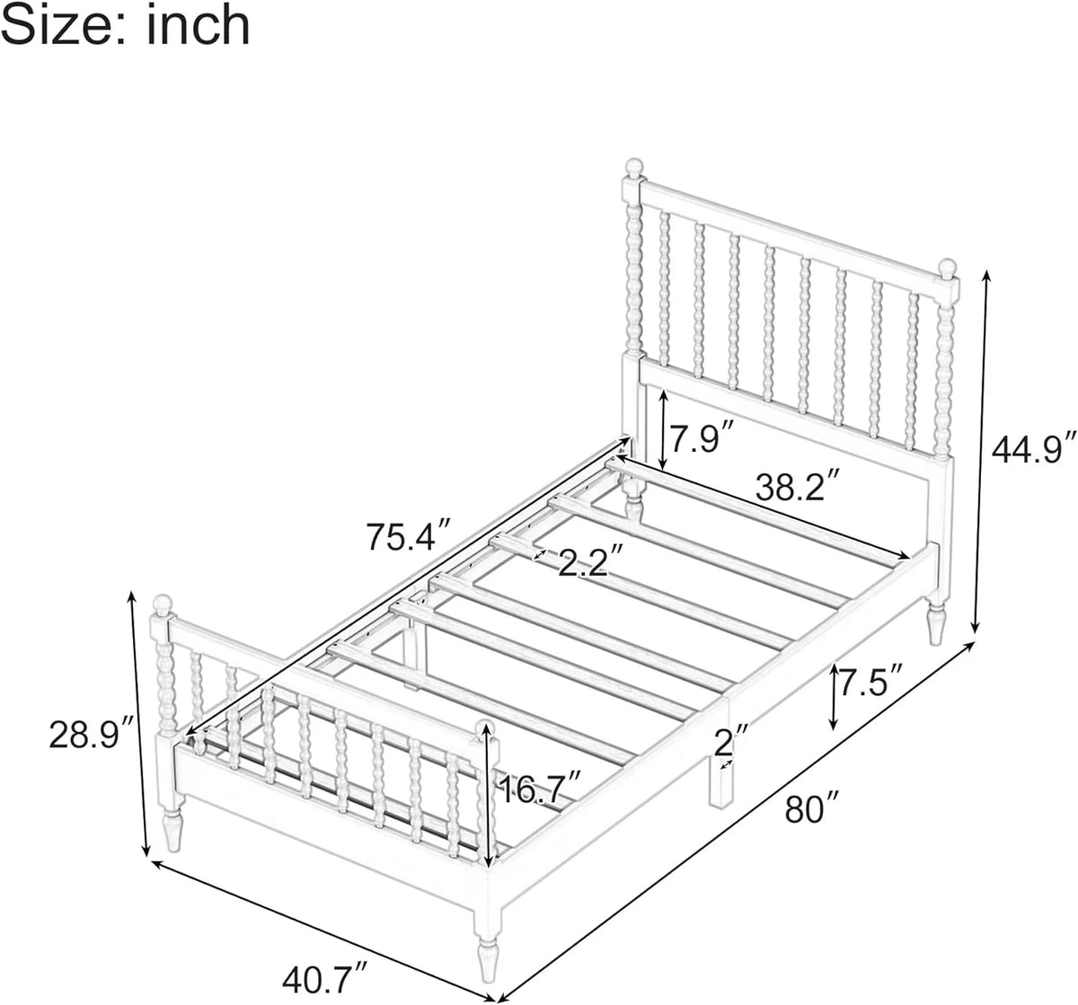3 Pcs Bedroom Set with 2 Nightstands, Solid Wood Platform Bed B8004