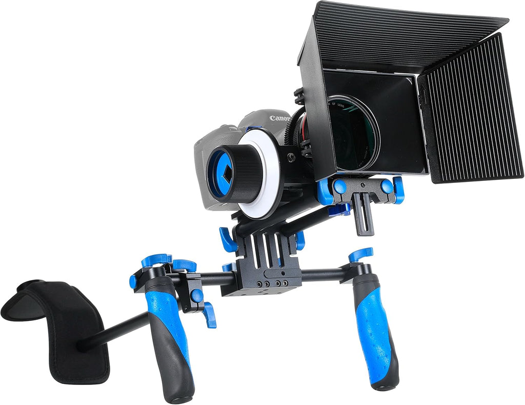 DSLR Rig Video Camera Shoulder Mount Kit with Follow Focus, Matte Box, Top Handle and Support Cage G3594