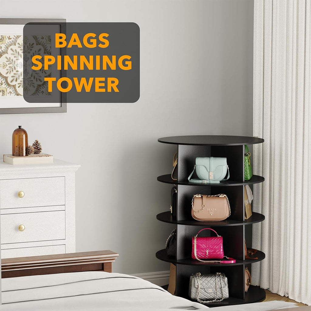 4 Tier Black Rotating Shoe Rack E19150