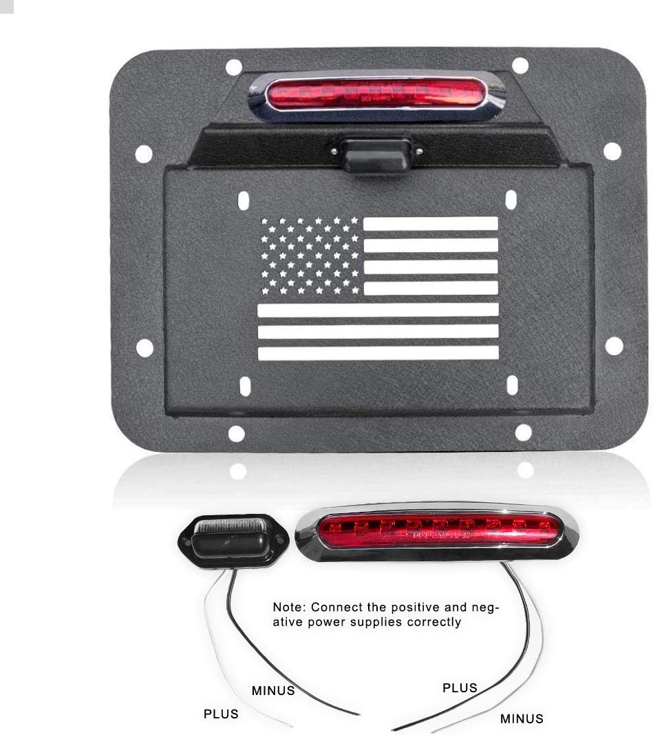 Spare Tire Delete License Plate Relocation Kit with Plate Light & Third Brake Light for Wrangler JK Pack of 2 C241