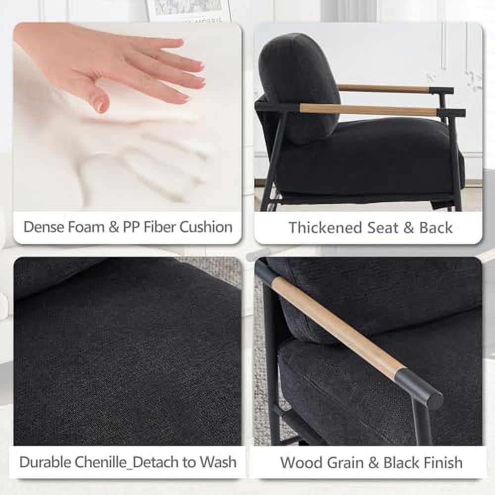 White Chenille Accent Chair with Metal Leg F587