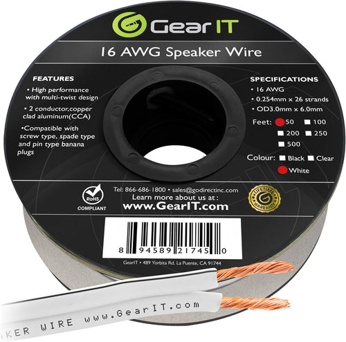 16AWG Black Speaker Wire Cable 500 Feet P2114